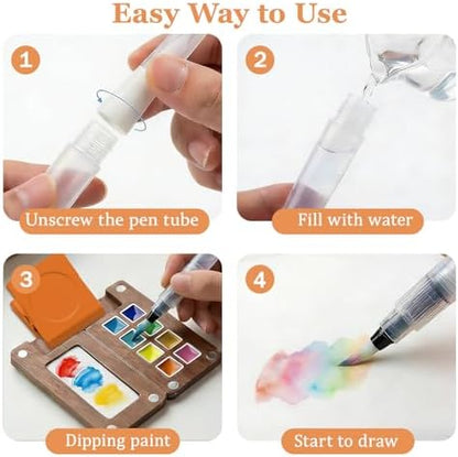 Mini Watercolor Paint Set Travel, Portable Pocket Watercolor Kit with Wooden Palette,Colours,Sketchbook, Brush&Water Cup,Clip.Complete Artist Supplies From Beginner Watercolors to Seasoned Pro Needs - Image 4