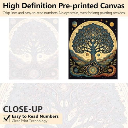 TUMOVO DIY Paint by Number Tree Paint by Numbers for Adults Abstract Moon Adult Paint by Numbers Kids on Canvas Wall Art Paint by Numbers for Adults Beginner 16x20 inch - Image 3
