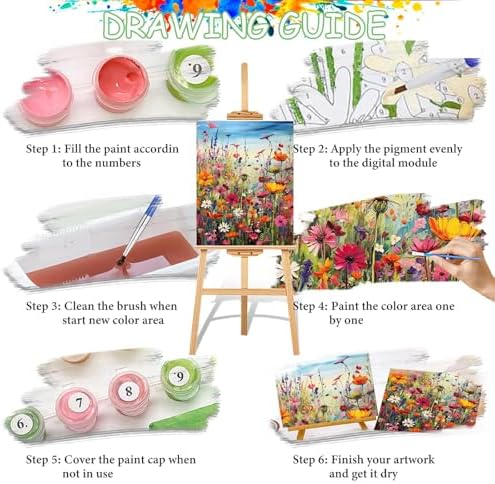 HITIRECOVI Wild Flowers Paint by Numbers Kits for Adults,Flower Paint by Numbers Kits,Adult Paint by Number Kits on Canvas Flowers,Home Wall Decor(16x20in) - Image 6