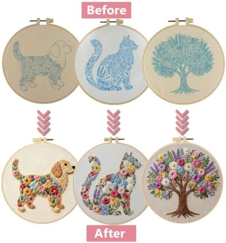3 Packs Embroidery Kit for Adults, Embroidery for Beginners (Animal-1) - Image 2