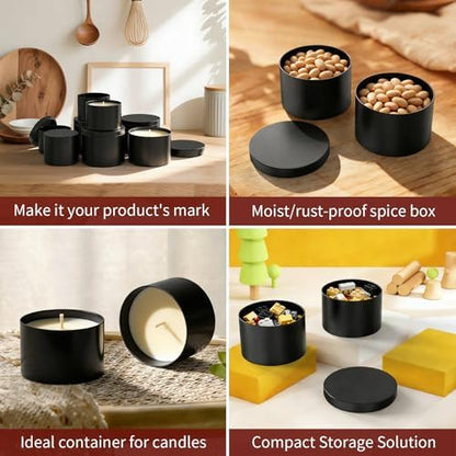 MGLIFEUL 8oz Candle Tins Jars Cans with Lids and Wax Wick for Making Candle - Image 6