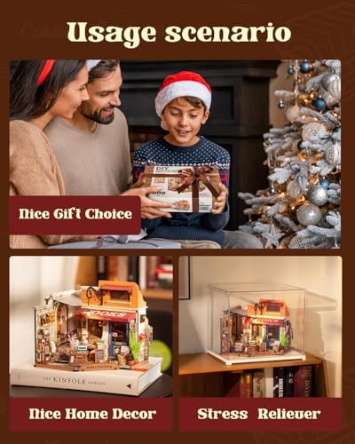 Rowood Miniature House Kit,Mother's Day Mini House Building Kit with LED,DIY Dollhouse Craft Kits for Adults,Birthday for Women Ages 14+(Corner Bookstore) - Image 3