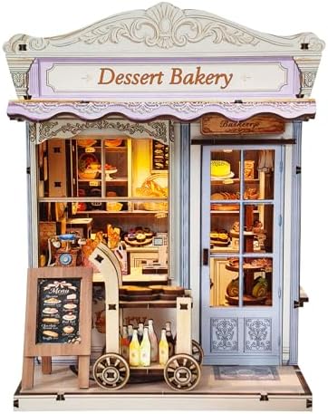 Book Nook Kit - DIY Miniature House Bakery Patisserie Dollhouse Kit for Adults and Teens, Booknook Tiny House Bakery Shop Bookshelf Decor 3D Wooden Puzzle, Gifts for Family, Friends (with Glue) by Aeneovix