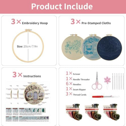 3 Packs Embroidery Kit for Adults, Embroidery for Beginners (Book-1) - Image 5