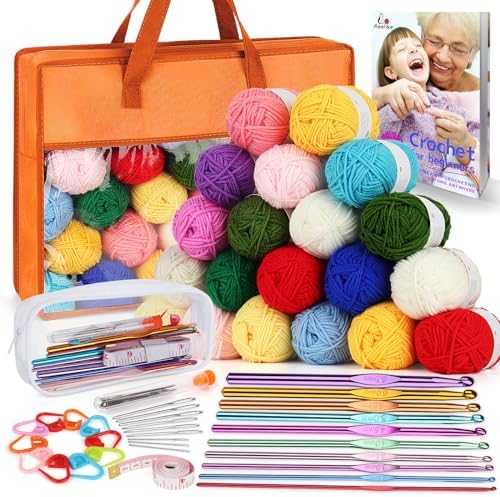 Aeelike Crochet Kit for Beginners Adults, Complete Crochet Set, Orange by Aeelikescrochetworld