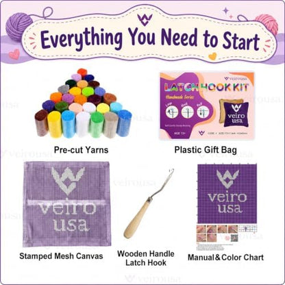 veirousa Shark Latch Hook Kits for Adults, Beginners DIY Hooked Throw Pillow Kit Pre-Printed Pillowcase Hook and Latch Rug Kits Cross-Stitch Cushion Cover for Home Sofa Decoration 17x17 inch - Image 2