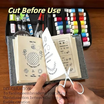 Fockety Embroidery Stitch Book Kit, Multiple Patterns DIY Book Embroidery Kit Beginner Stitch Sewing with Sewing Tools Hand for Beginners Enthusiast Adults & - Image 4