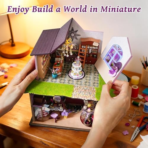DIY Miniature House Kit, Dollhouse Kit w/Dust Cover Adult, Witch's Shop - Image 5