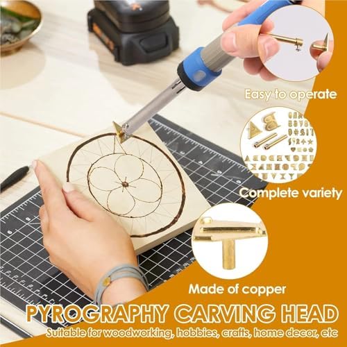 52Pcs Wood Burning Tip Set Letter Wood Burning Tool Brass Alphabet Number Template Symbol Pyrography Head Tools - Image 5
