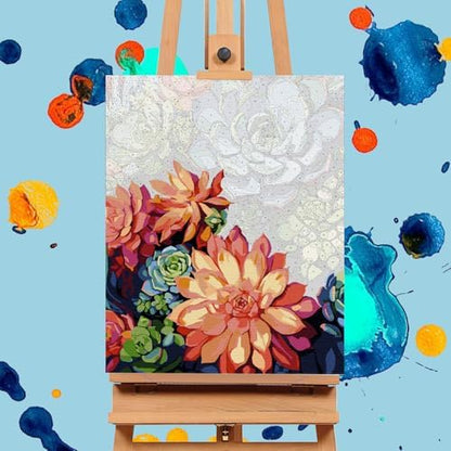 Paint by Numbers Kit for Adults, Succulents DIY Acrylic Canvas Painting Set - Image 4