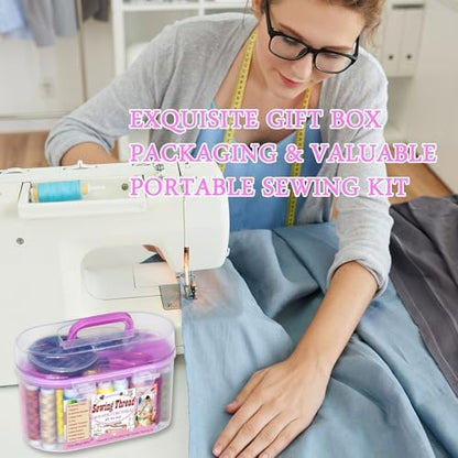 40 Spools of Sewing Thread,Gift Box Portable Basic Sewing Repair Kits (Purple) - Image 6