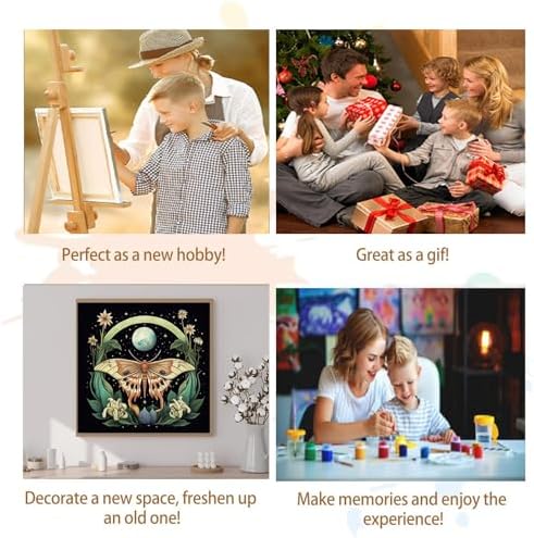Artunion Framed Paint by Numbers Kit for Adults Beginners & Kids Ages 8-12,Butterfly Moth Paint by Number with Frame,Moon Flower Paint by Numbers Kit on Canvas 10 * 10 Inch Without Easel - Image 7