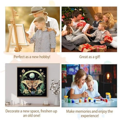 Artunion Framed Paint by Numbers Kit for Adults Beginners & Kids Ages 8-12,Butterfly Moth Paint by Number with Frame,Moon Flower Paint by Numbers Kit on Canvas 10 * 10 Inch Without Easel - Image 7