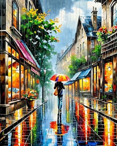 Lovepefe Rain Street Paint by Numbers Kit for Adults Beginners Loneliness Girl Oil Painting Kit Adult Paint by Number Kits on Canvas DIY Painting Art by Numbers for Gifts Home Wall Decor 16x20 Inch by Unknown