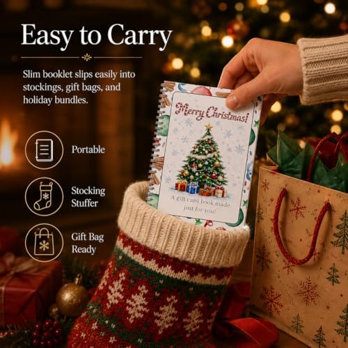 Christmas Gift Card Book, 5x7 Holiday Gift Booklet, DIY Spiral-Bound Merry Christmas College Survival Kit, 10-Page Surprise Greeting Card Book for Cards Cash, Students Graduation Gift - Image 3