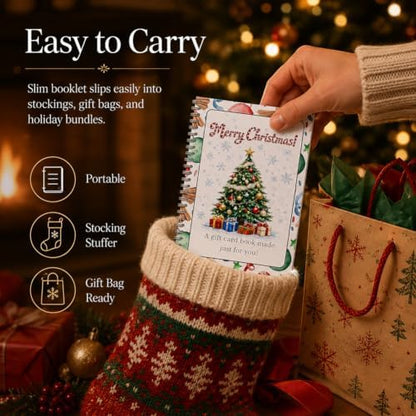 Christmas Gift Card Book, 5x7 Holiday Gift Booklet, DIY Spiral-Bound Merry Christmas College Survival Kit, 10-Page Surprise Greeting Card Book for Cards Cash, Students Graduation Gift - Image 3