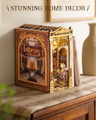 Rolife Book Nook Kit Baroque Library Snap-Fit 3D Wooden Puzzles for Adults - Image 6