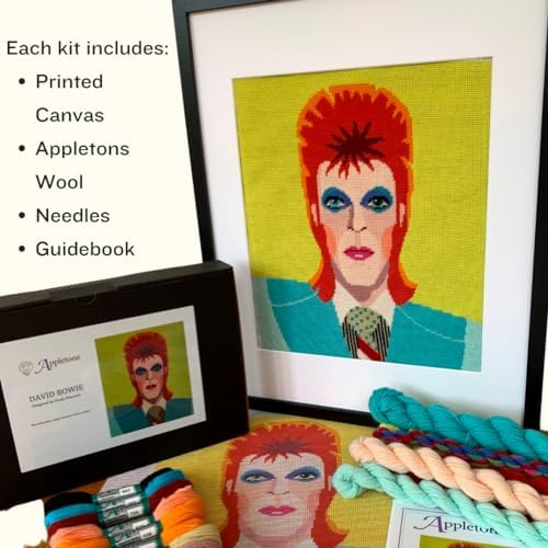 HM NABAVIAN Appletons Wool Needlepoint Kit – Portraits Range - David Bowie Designed by Emily Peacock - Image 3