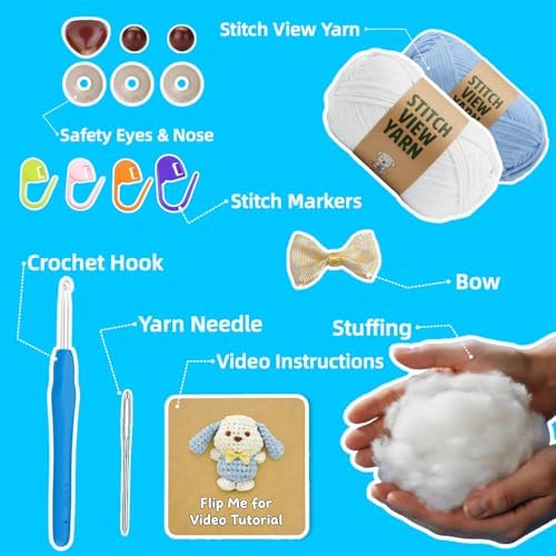 BUNUKY Crochet Kit for Beginners, Amigurumi Puppy Crochet Starter Kit with Step-by-Step Video Tutorials, Complete DIY Craft Kit Gift for Adults & Teens - Image 2