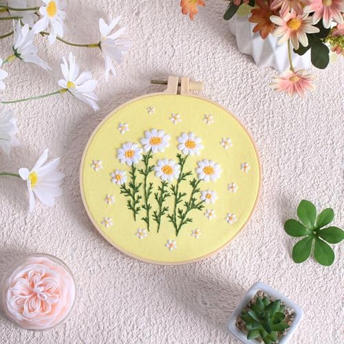 Louise Maelys Daisy Flower Embroidery Kit for Beginners, Floral Pattern - Image 6