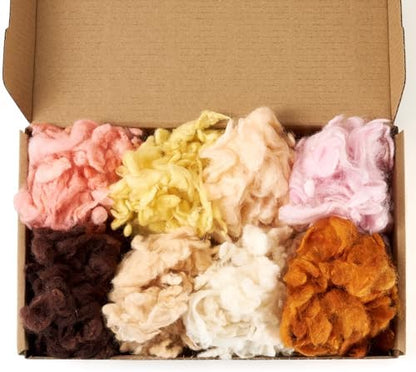 Beadthoven 8 Colors Felting Wool Roving 40G Curly Wool Needle Felting Wool Roving Yarn Kit Fiber Wool Roving for Doll Hair, Animals, DIY Hand Spinning, Wet Felting, Weaving Materials Warm Color by BBBeadthoven