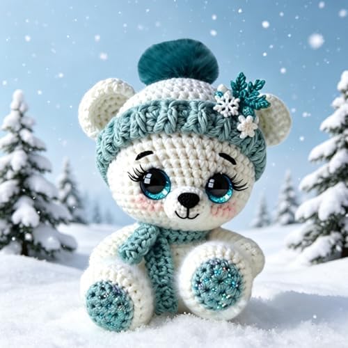 FRANDEK DIY Green Bear Crochet Kit for Adults, Cute Plush Animal Set - Image 3