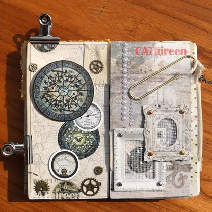CATaireen Vintage Junk Journal Items Kit Pre Cut Paper Cards Cutout Cardstock Art Aesthetic Decor Hollow Out Craft Elements Small Embellishments Supplies for Adults Scrapbook Pack (Photo Frame White) - Image 6