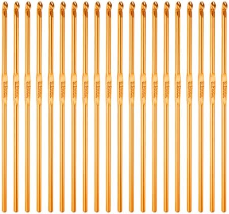 uxcell 20Pcs Aluminum Crochet Hook 3.5mm US Size E (Size 4) Knitting Needles for DIY Craft Yarn Gold Tone by uxcell