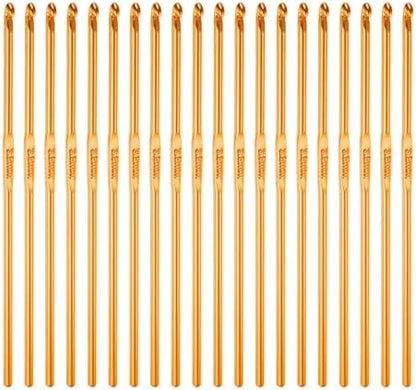 uxcell 20Pcs Aluminum Crochet Hook 3.5mm US Size E (Size 4) Knitting Needles for DIY Craft Yarn Gold Tone by uxcell