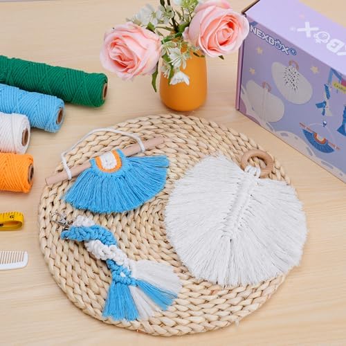 NEXBOX Macrame Kit for Kids & Adults Beginners, DIY Crafts for Girls Age 6-8 8-12 Year Old, Gifts Ideas for Birthday & Christmas - Colorful 3mm Cord - Image 2