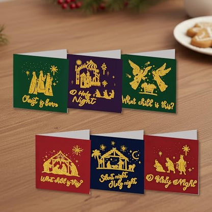 6 Pack Diamond Art Painting Christmas Nativity Religious Greeting Cards with Envelopes, DIY Card Making Kits for Adults, Diamond Art Postcards for Holiday Blessing - Image 6