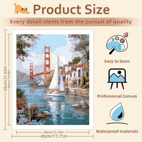 Reivworl Landscape Paint by Numbers Kit for Adults, Landscape Paint by Number for Adults Beginner, Painting by Number Kits for Gifts and Wall Decor 16x20Inch - Image 4