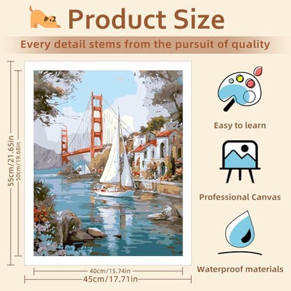 Reivworl Landscape Paint by Numbers Kit for Adults, Landscape Paint by Number for Adults Beginner, Painting by Number Kits for Gifts and Wall Decor 16x20Inch - Image 4