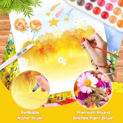 Taotree 48 Colors Watercolor Paint Set for Kids Adults Artist Painting - Image 6