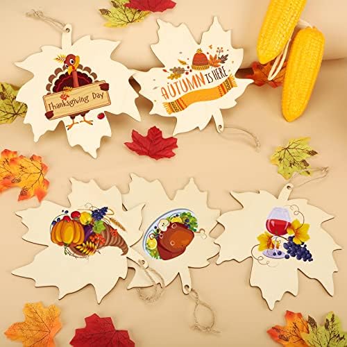Large Size 7inch WoodenThanksgiving Ornaments to Paint, DIY Blank Unfinished Maple Leaf Wood Ornament for Crafts Autumn Hanging Decorations School Decoration(10PCS) - Image 4