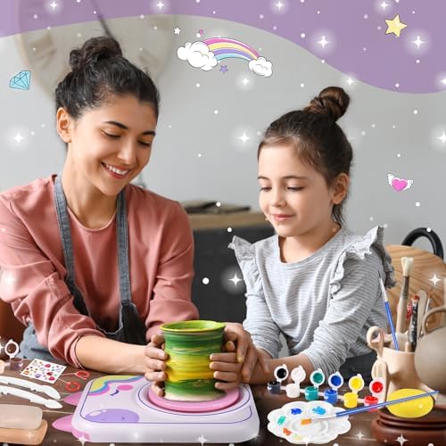weirtoya Pottery Wheel for Kids, Girls Arts and Crafts Toys for Kids Ages 8-12,Pottery Craft Kit with 3 Pack Air-Dry Clay, Art Supplies for Kids Toys Girls Birthday Gift for 6 7 8 9 10 11 12+ - Image 5