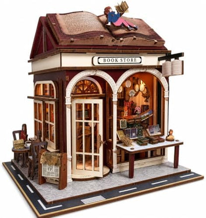 Evankin Bookstore Book Nook Kit, DIY Miniature House with LED Light by Evankin