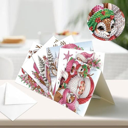 MVVMTOP 6pcs Christmas Diamond Painting Greeting Card with envelopes, DIY Santa Claus Diamond Art Greeting Card for Blessing and Wish Special Shaped Arts Crafts for Birthday Thanksgiving Day - Image 4