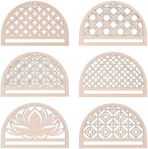 FREEBLOSS 6Pcs Mandala Macrame Frame Lotus Macrame Hanging Supplies Wood Dreamcatcher Frame Nature Wooden Hoop for Macrame Wall Hangings DIY Macrame Kit Craft Supplies Home Decor by FreeandCreativeCraftsArt