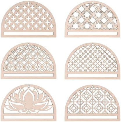 FREEBLOSS 6Pcs Mandala Macrame Frame Lotus Macrame Hanging Supplies Wood Dreamcatcher Frame Nature Wooden Hoop for Macrame Wall Hangings DIY Macrame Kit Craft Supplies Home Decor by FreeandCreativeCraftsArt