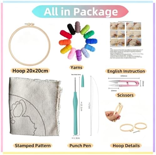 DIY Punch Needle Kits Polar Bear with Snow Mountain with Hoop 20x20cm-4 - Image 2