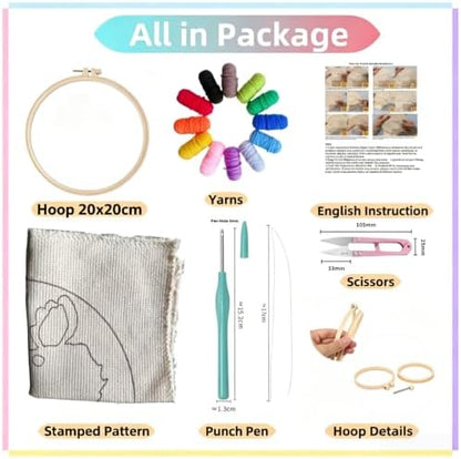 DIY Punch Needle Kits Penguins Family Snow Mountain with Hoop 20x20cm-1 - Image 2