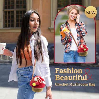 SGIBYN Crochet Kit for Beginners with Video - Mushroom Crossbody Purse Bag - Image 7