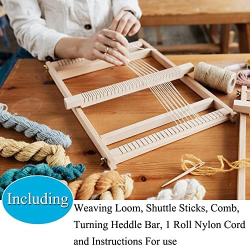 Wooden Weaving Loom Kit for Kids and Adults, Tapestry Loom 15.2x9.85 in - Image 3