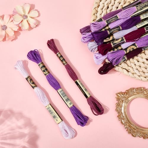 12 Skeins 105 Yards Purple Embroidery Floss Thread for Sewing - Image 3