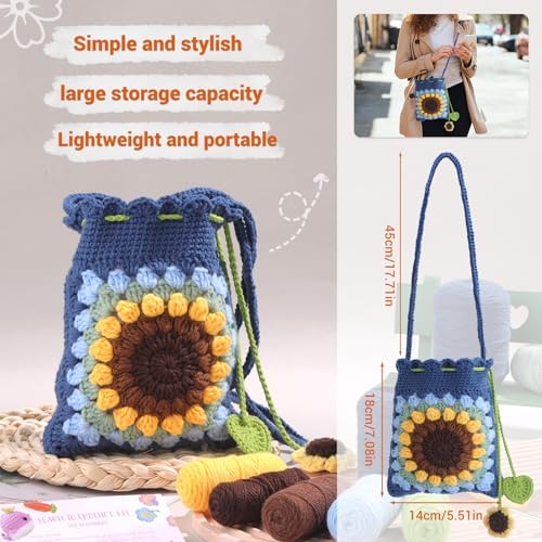 Fedmut Crochet Kit for Beginners, Shoulder Bag Crochet Kit Adults Project - Image 4
