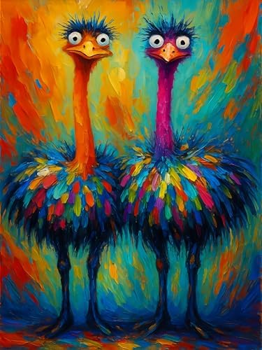 DOTSTART Paint by Numbers for Adults,Two Colorful Ostrich Adult Paint by Number Kits on Canvas,DIY Paint by Numbers Easy,Number Painting Acrylic Oil Painting,for Home Wall Decor 11.8X15.7 inches by Unknown
