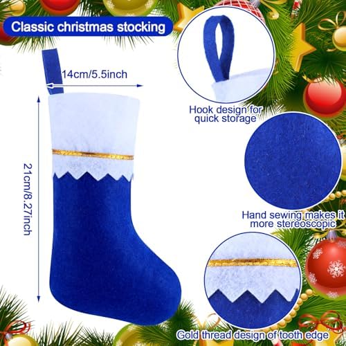 Skylety 24 Pcs Blue Christmas Stockings Bulk Felt 3.94 X 7 Inches Xmas - Image 2