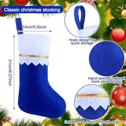 Skylety 24 Pcs Blue Christmas Stockings Bulk Felt 3.94 X 7 Inches Xmas - Image 2