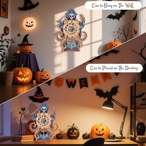 3D Puzzles for Adults Wooden Octopus Pirate Clock Kit with Pendulum - Image 5